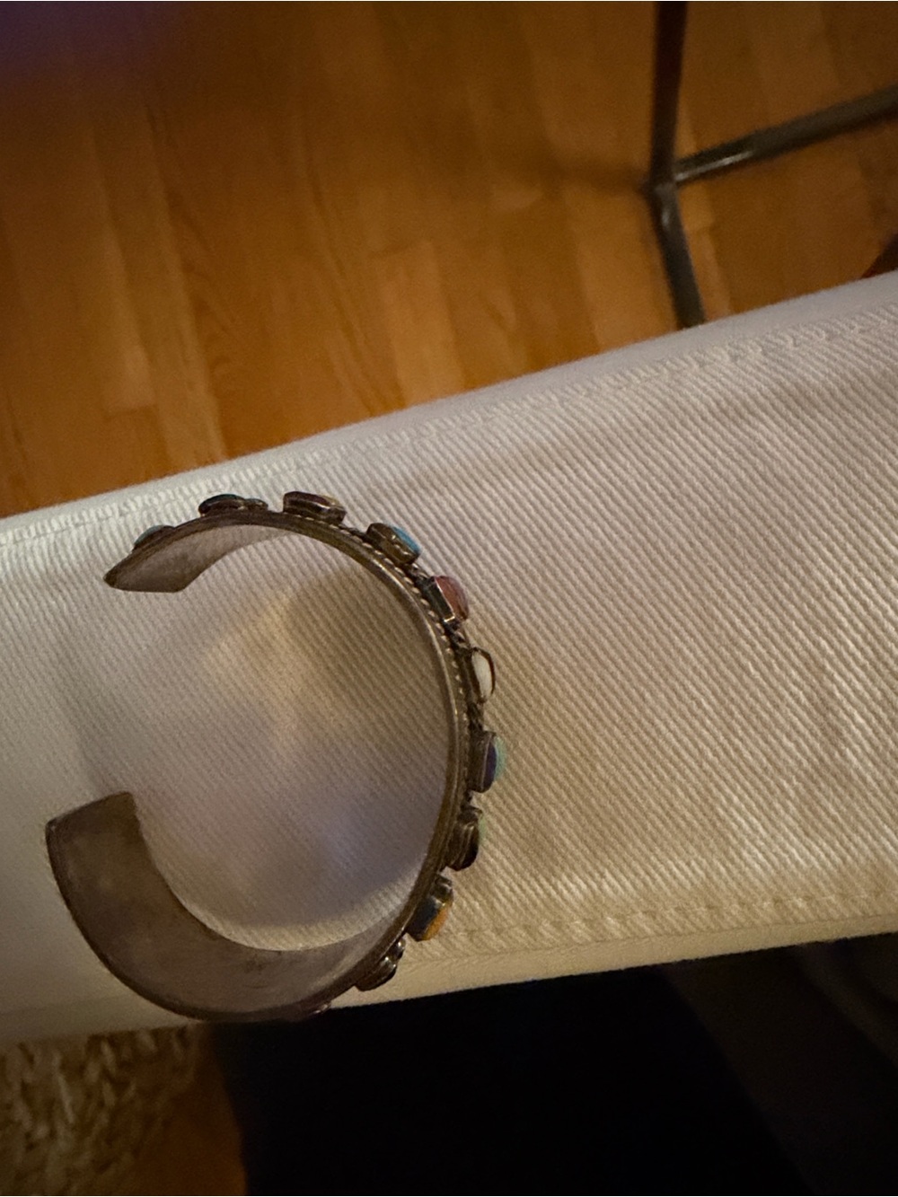 Multi-Stone Silver-Tone Cuff Bracelet - Colorful Gem Accent - Picture 4 of 4